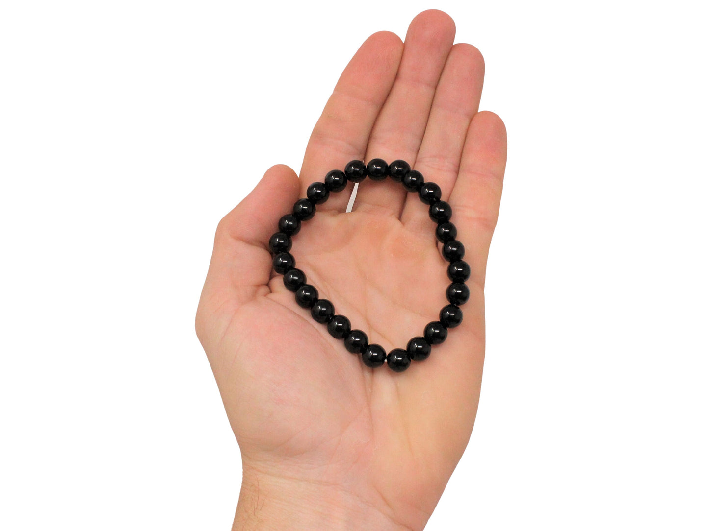 Jet Bead Bracelet Round Crystals
