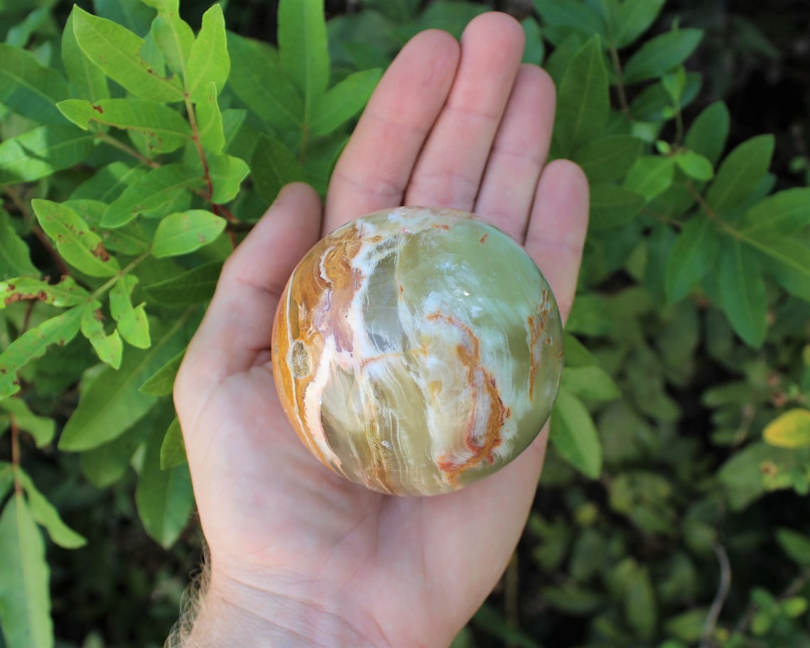 Large Onyx Crystal Sphere With Stand