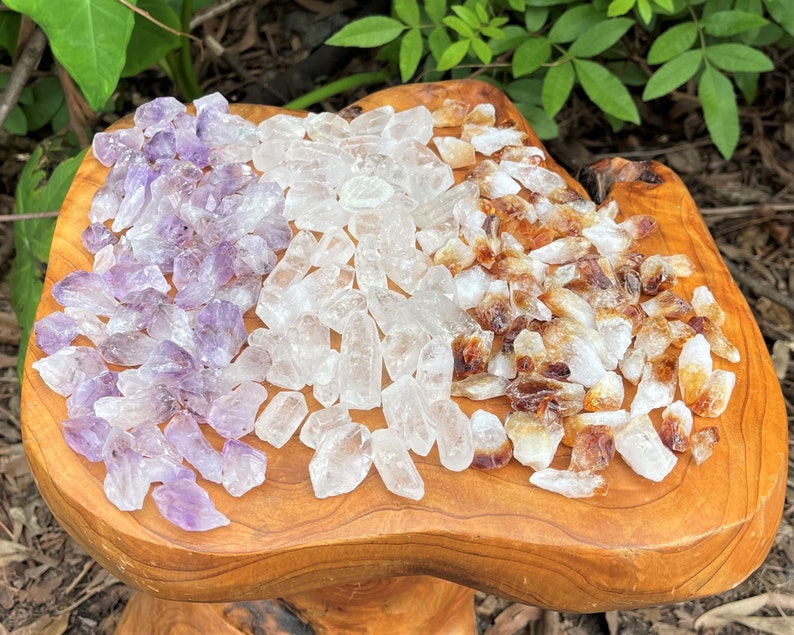 Mixed Amethyst Citrine And Clear Quartz Crystal Points