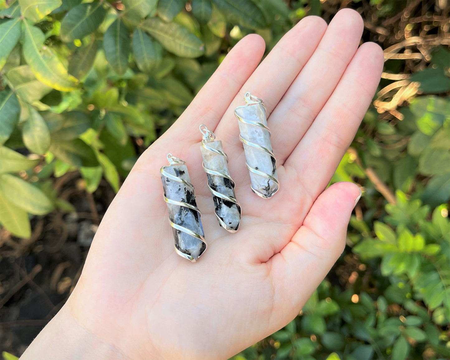 Moonstone Spiral Wire Wrapped Pendant