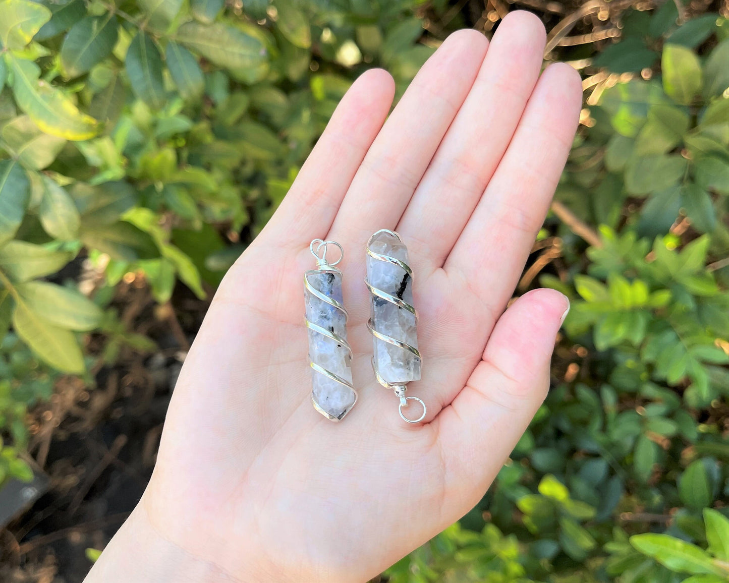 Moonstone Spiral Wire Wrapped Pendant
