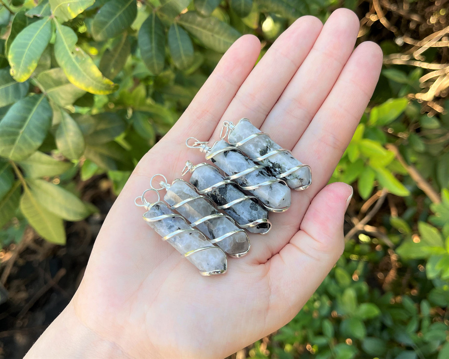 Moonstone Spiral Wire Wrapped Pendant