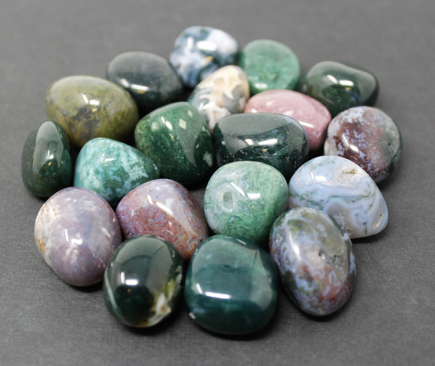 Moss Agate Grade Tumbled Stones