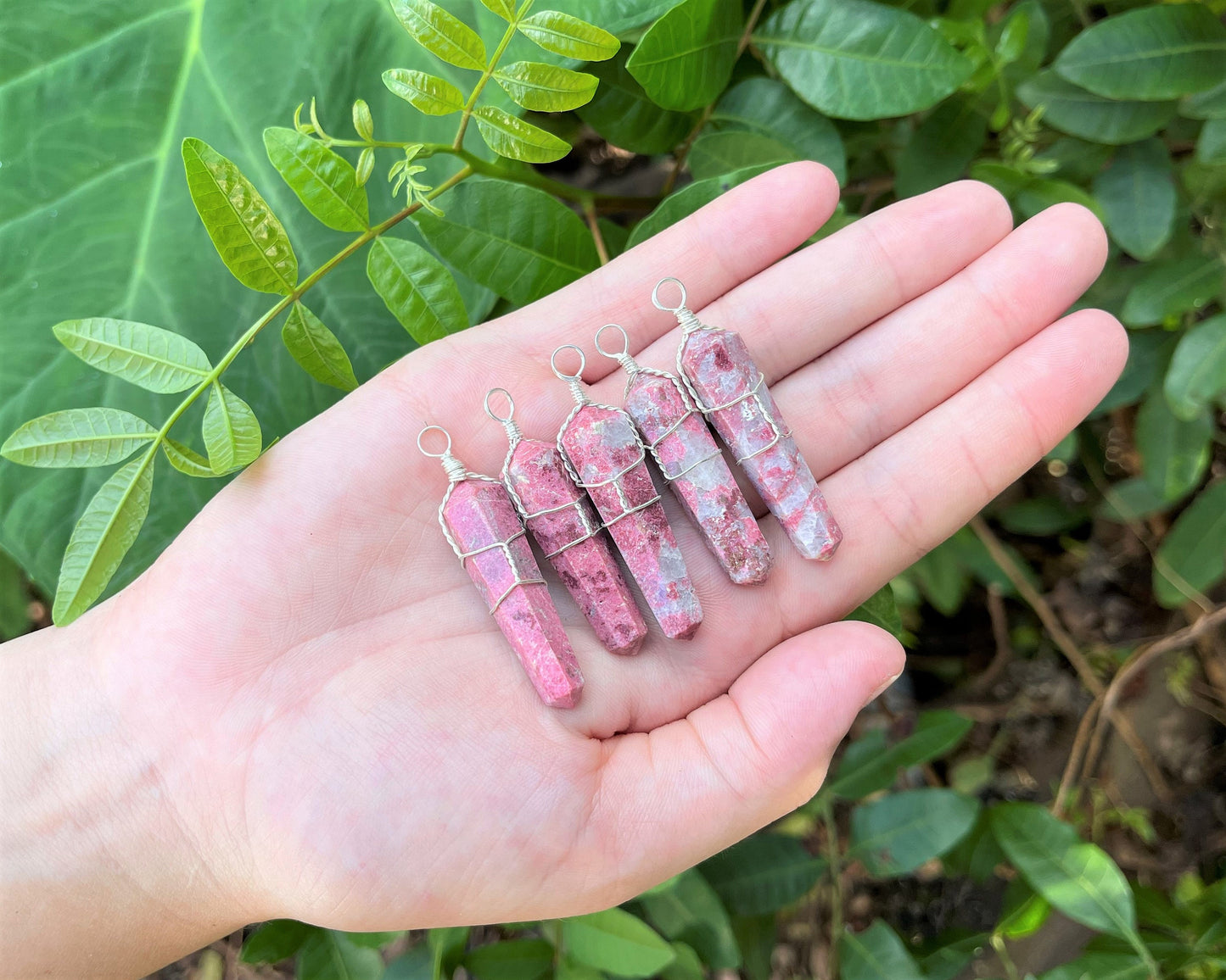 Thulite Wire Wrapped Pendant