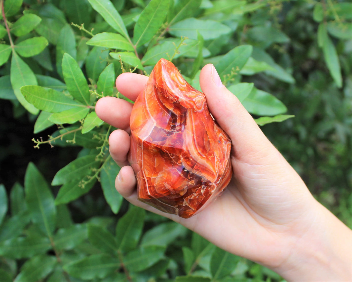 Polished Carnelian Flame Crystal
