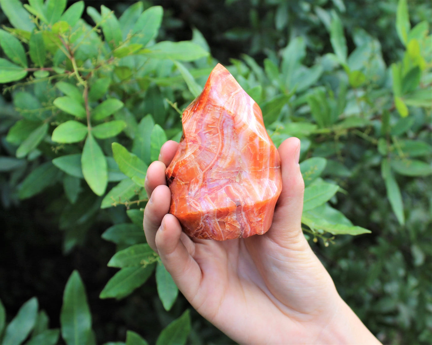 Polished Carnelian Flame Crystal