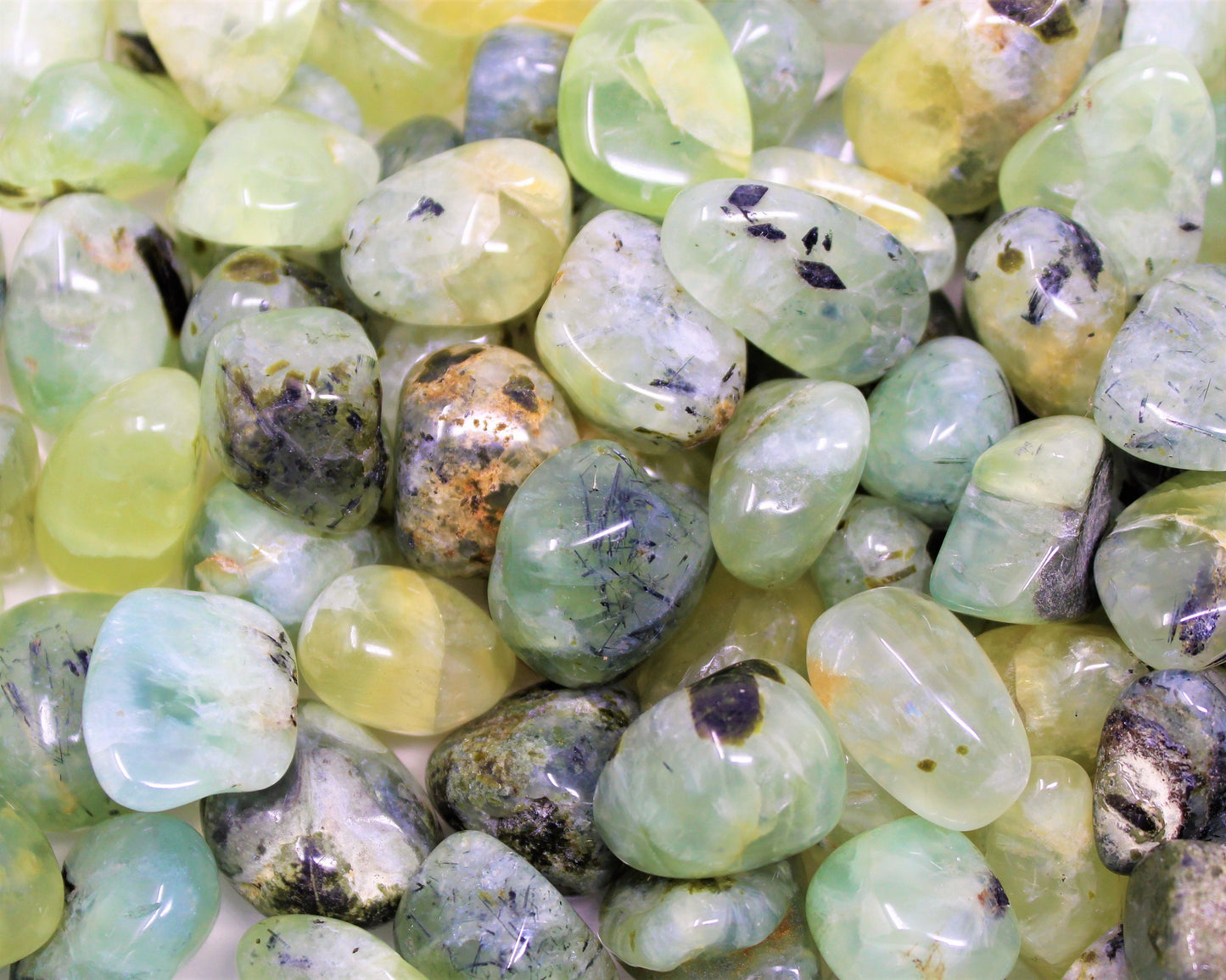 Prehnite With Epidote Tumbled Stones