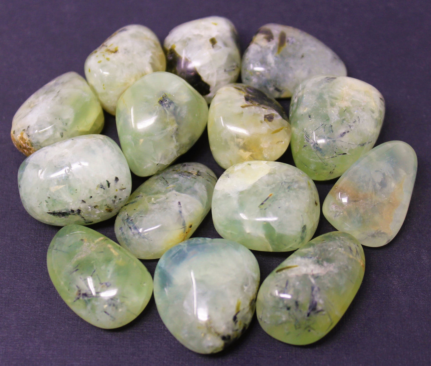 Prehnite With Epidote Tumbled Stones
