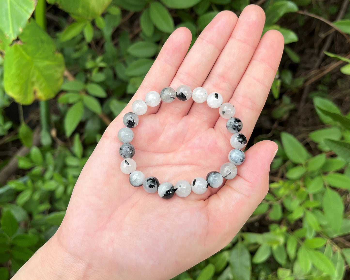 Quartz With Tourmaline Bead Bracelet