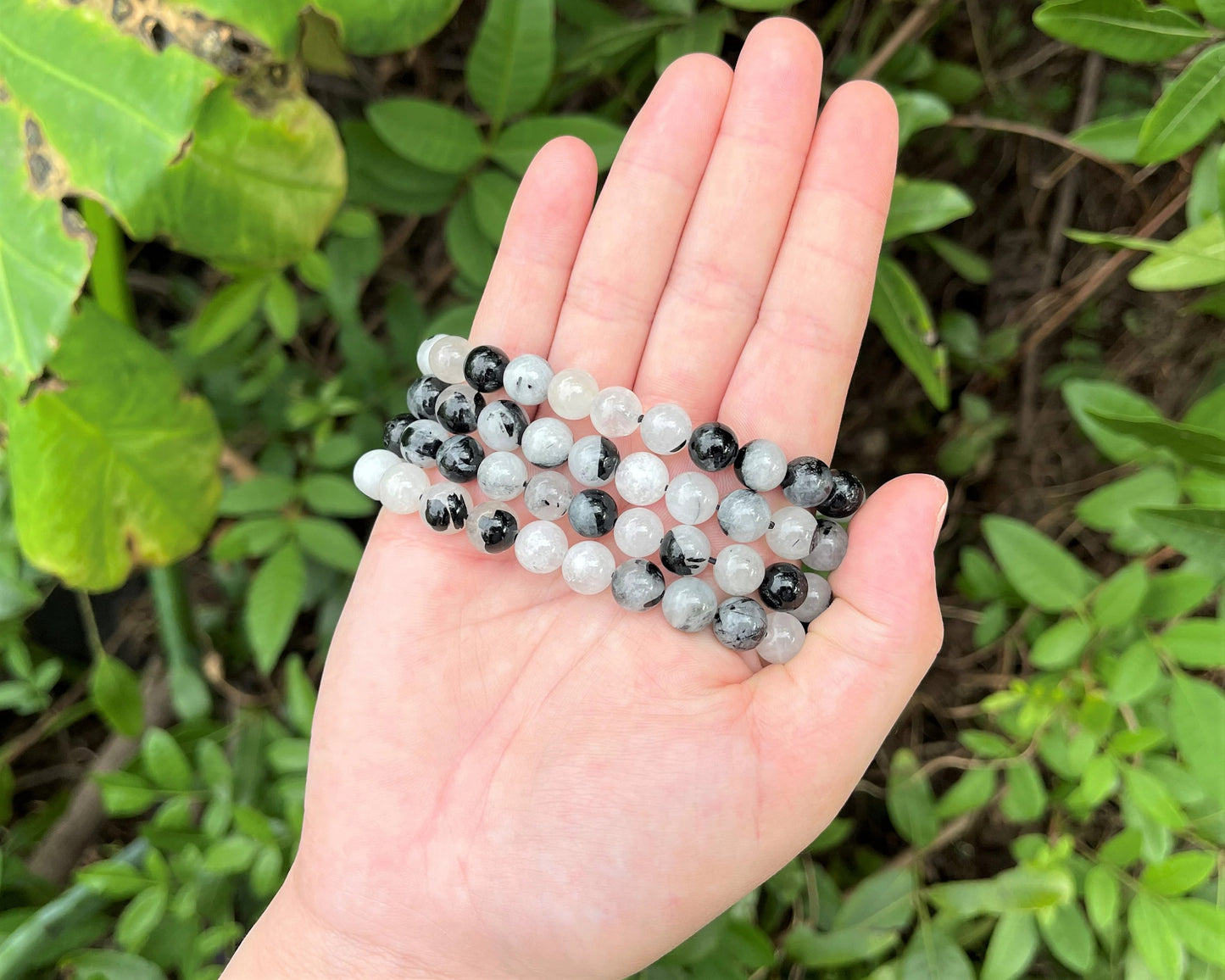 Quartz With Tourmaline Bead Bracelet