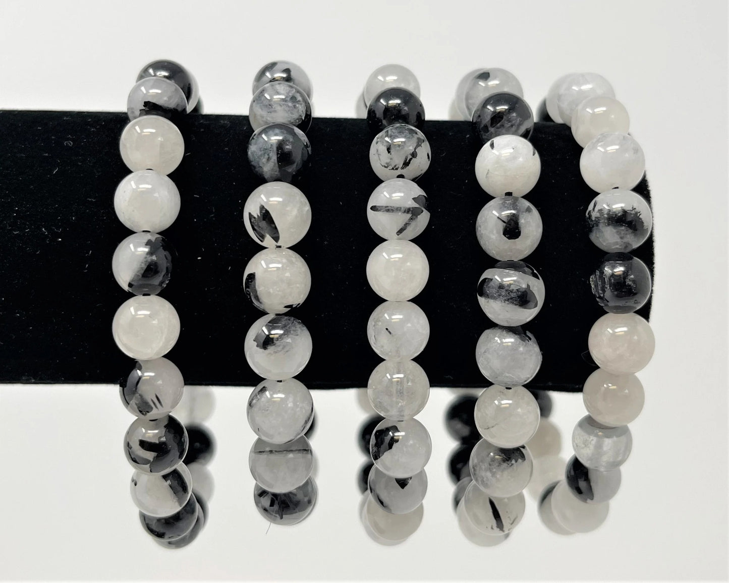 Quartz With Tourmaline Bead Bracelet