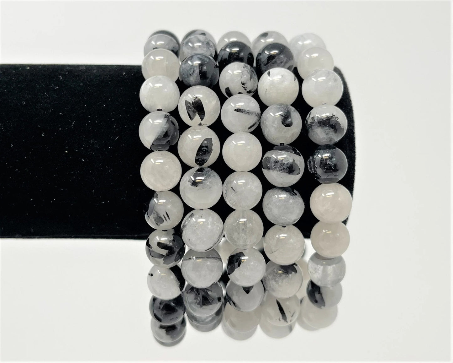Quartz With Tourmaline Bead Bracelet