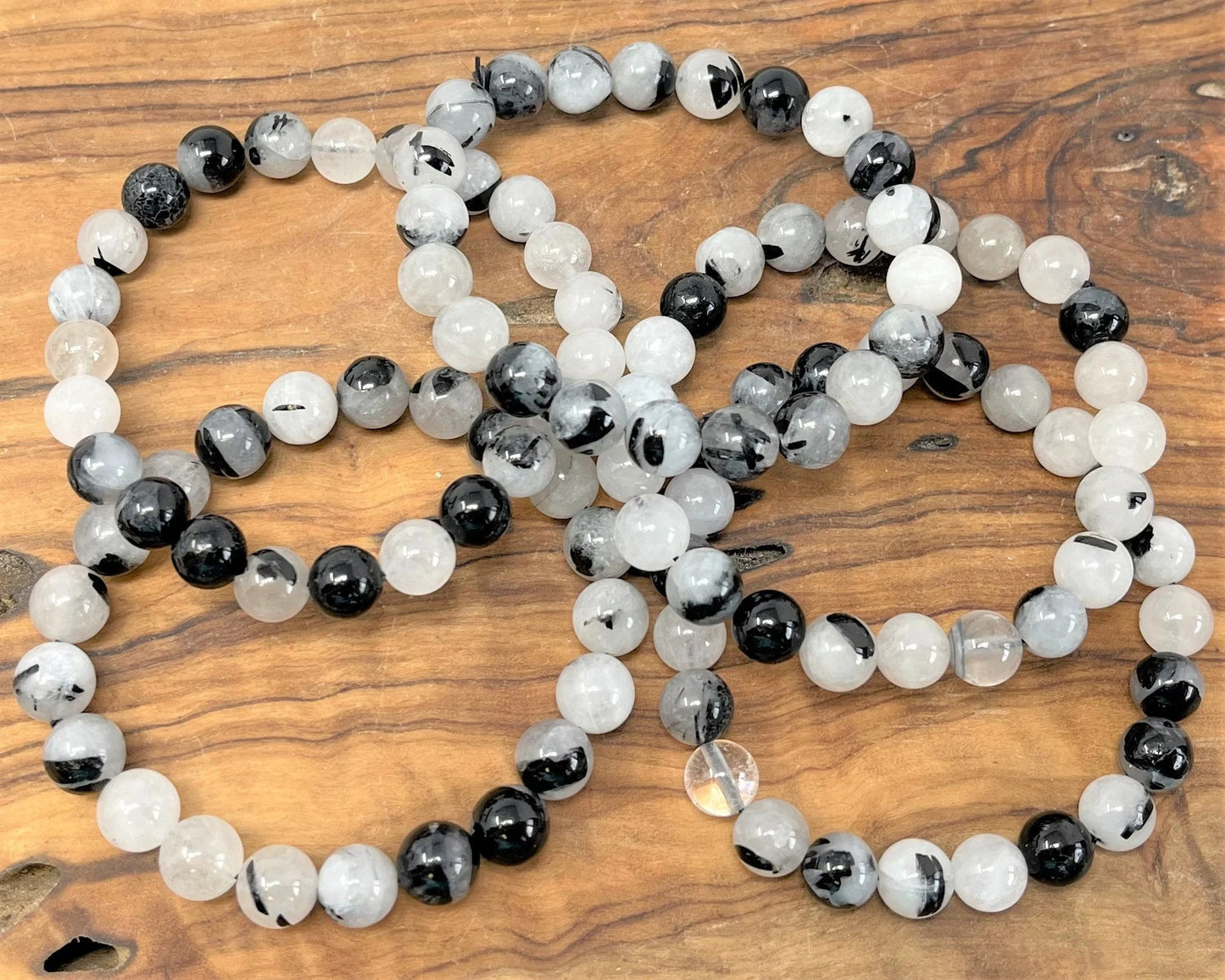 Quartz With Tourmaline Bead Bracelet