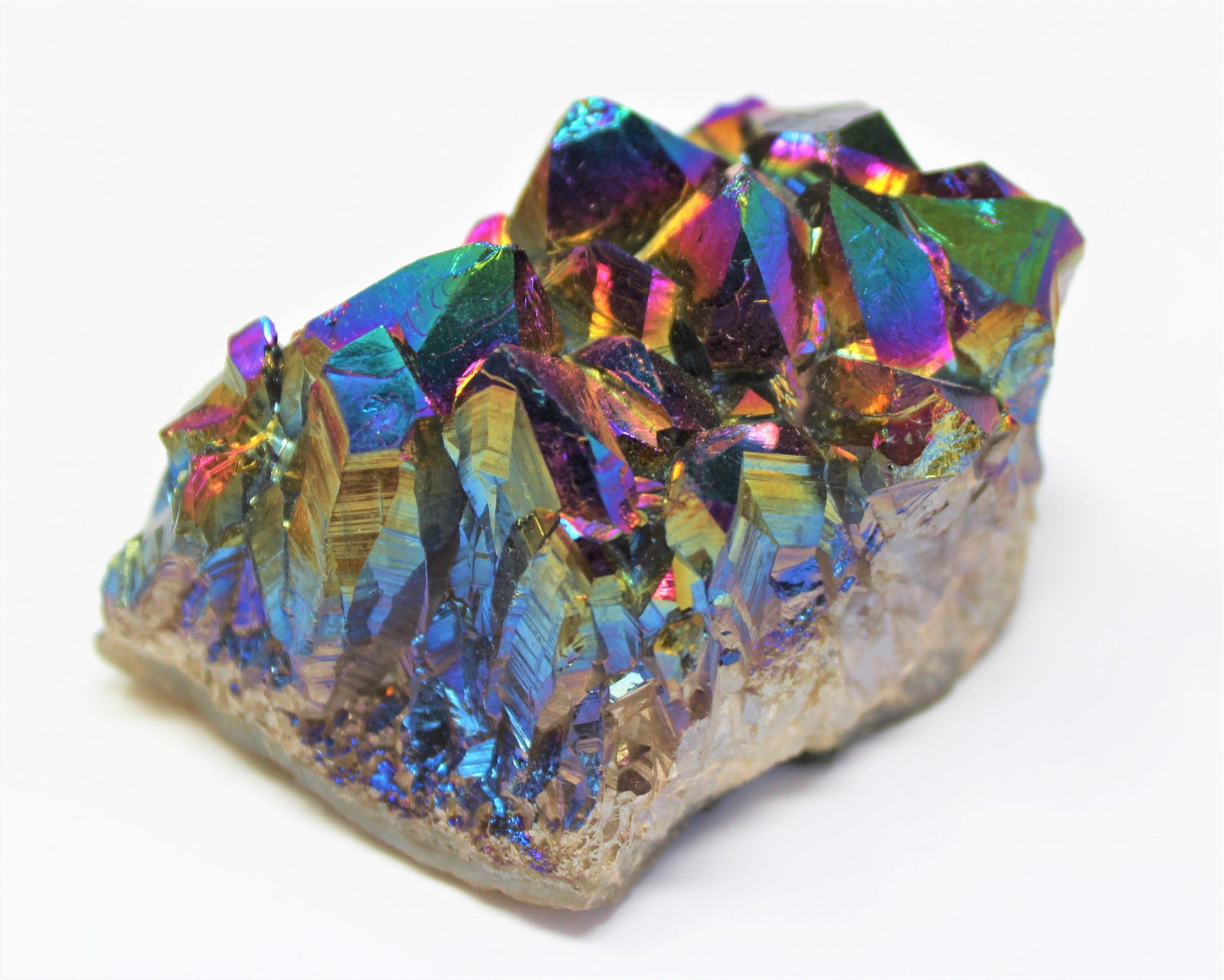 Rainbow Aura Amethyst Cluster Crystal