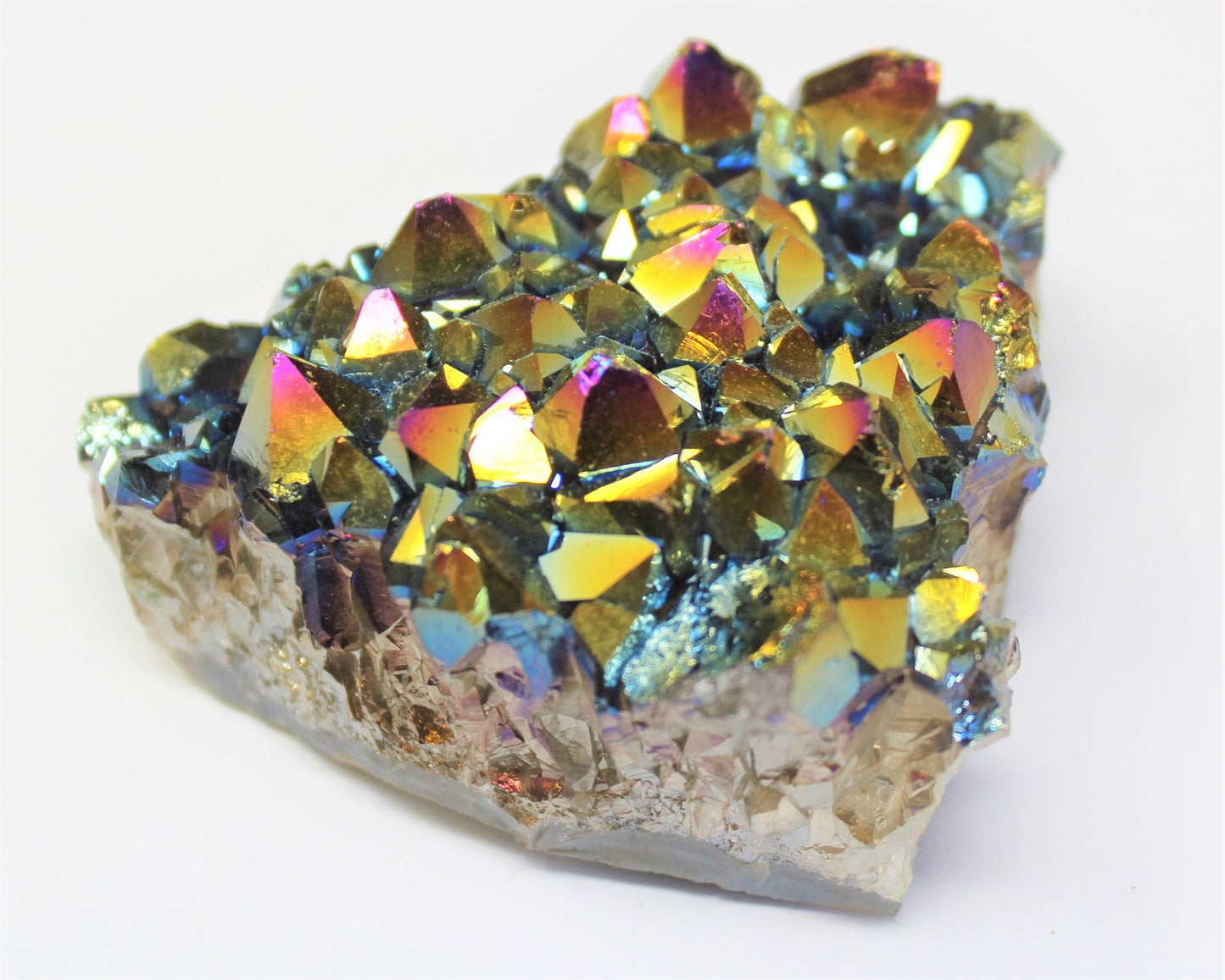 Rainbow Aura Amethyst Cluster Crystal