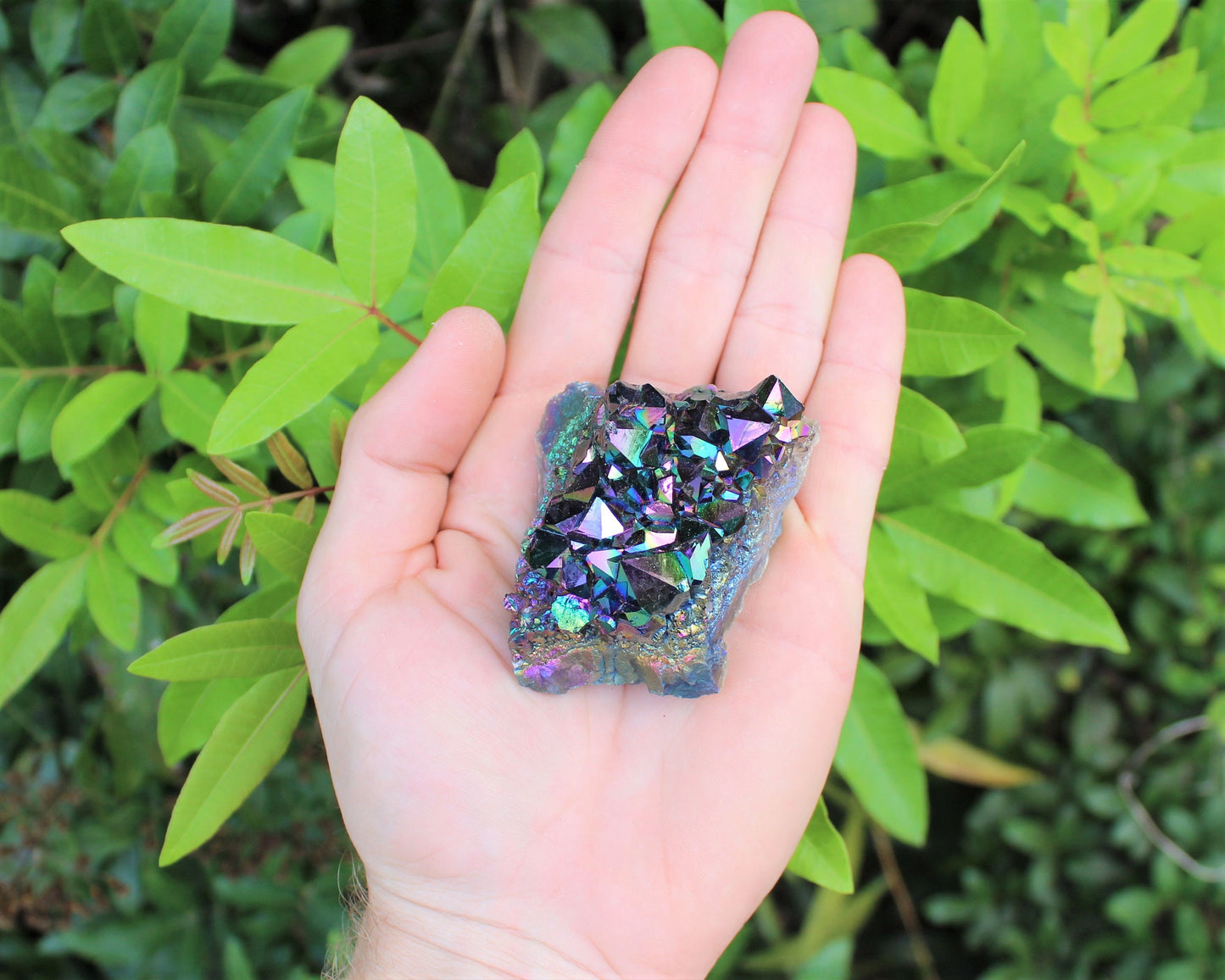 Rainbow Aura Amethyst Cluster Crystal