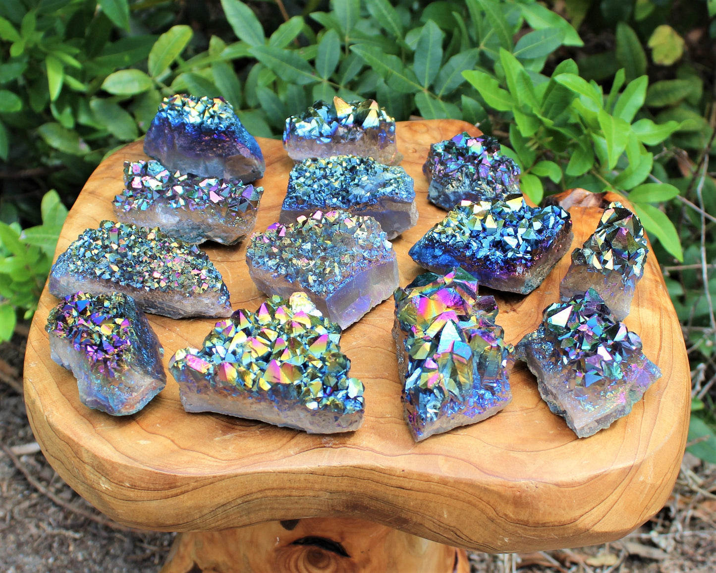 Rainbow Aura Amethyst Cluster