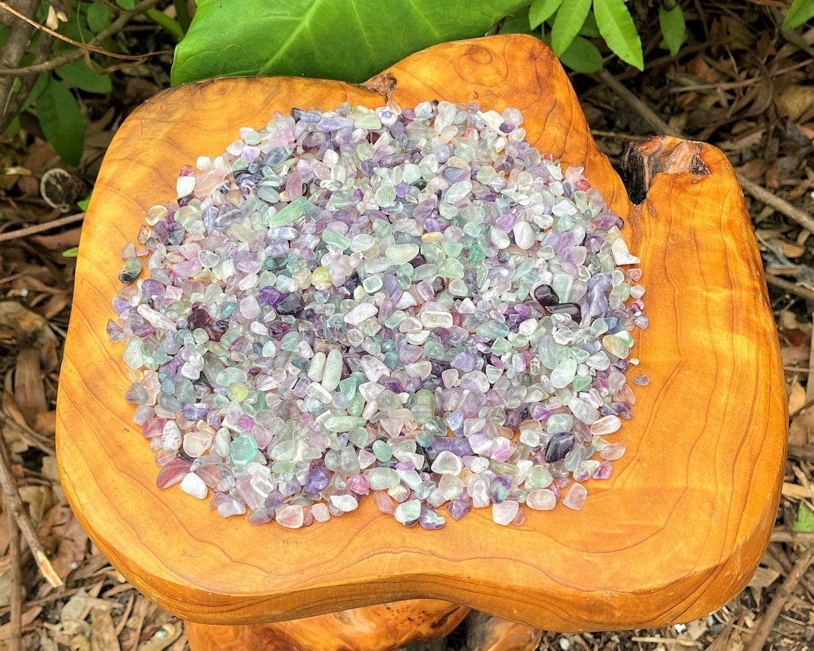 Rainbow Fluorite Semi Tumbled Gemstone Mini Chips
