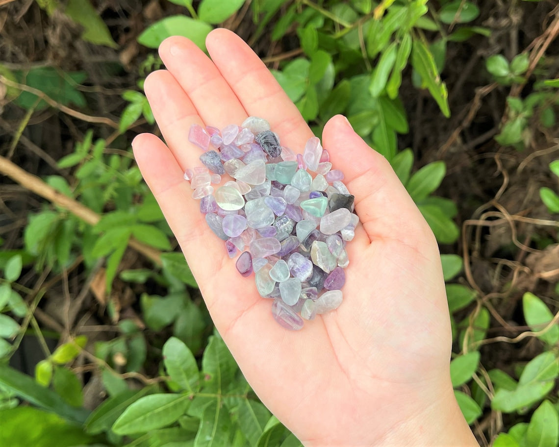 Rainbow Fluorite Semi Tumbled Gemstone Mini Chips