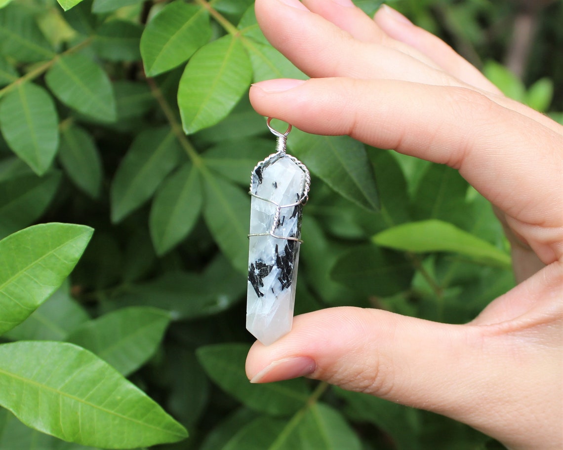 Rainbow Moonstone Wire Wrapped Point Pendant