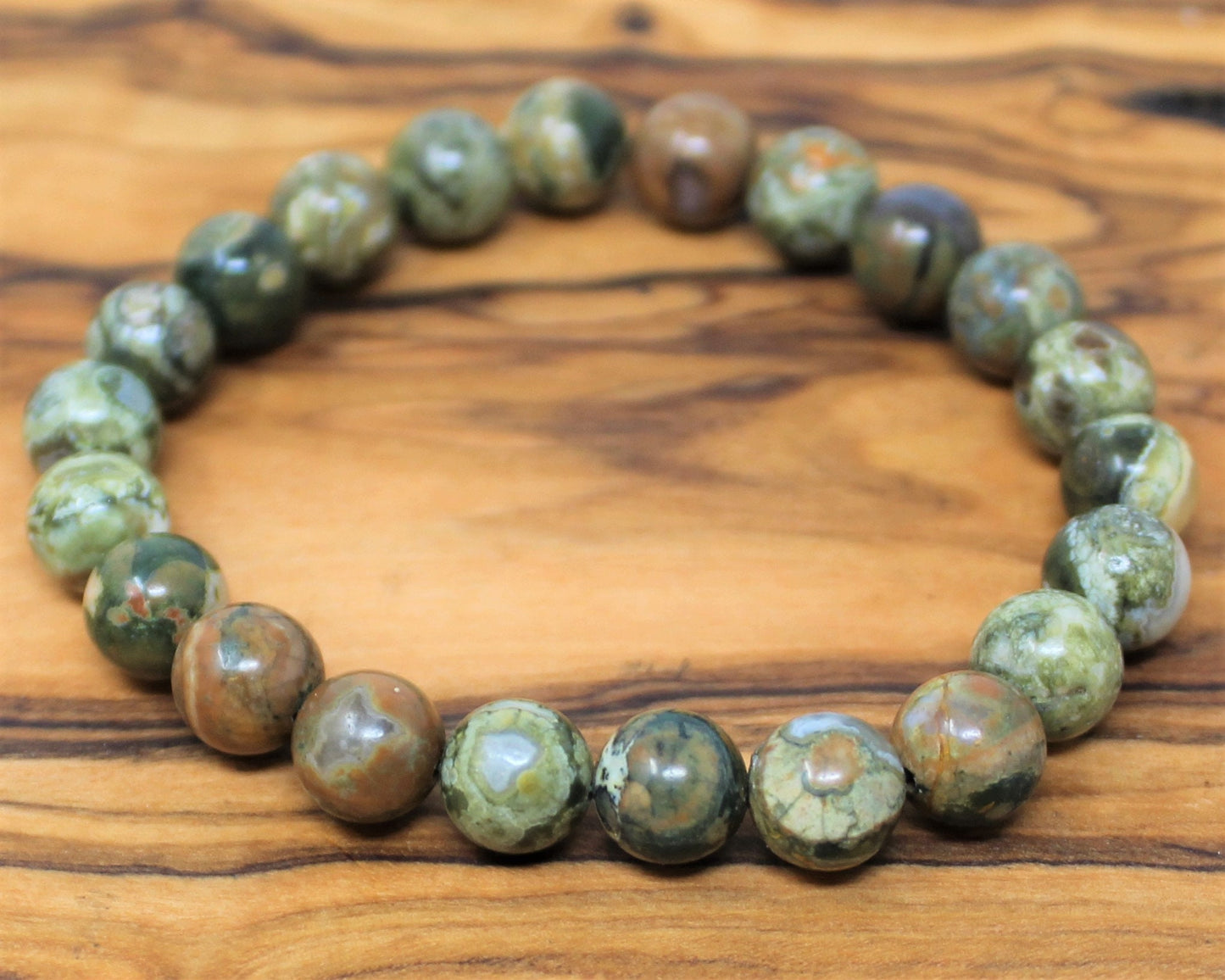 Rhyolite Bead Bracelet Round Crystals