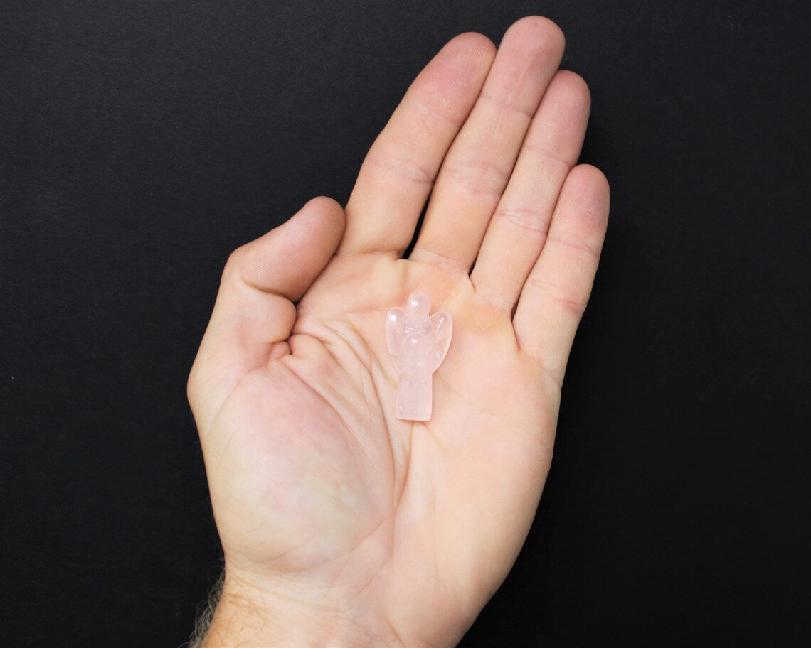 Rose Quartz Crystal Pocket Angel