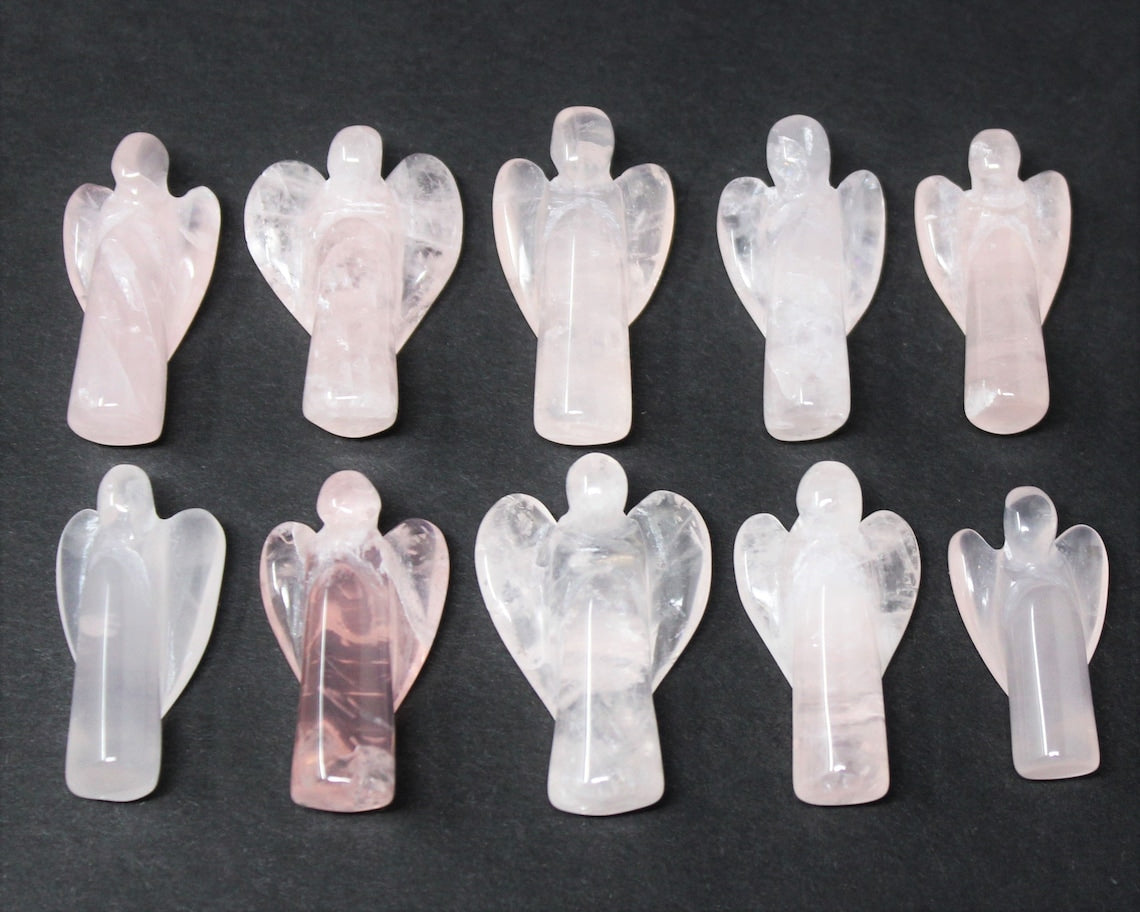 Rose Quartz Crystal Pocket Angel