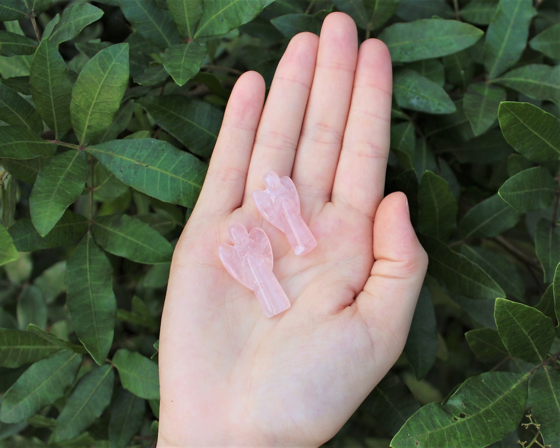 Rose Quartz Crystal Pocket Angel