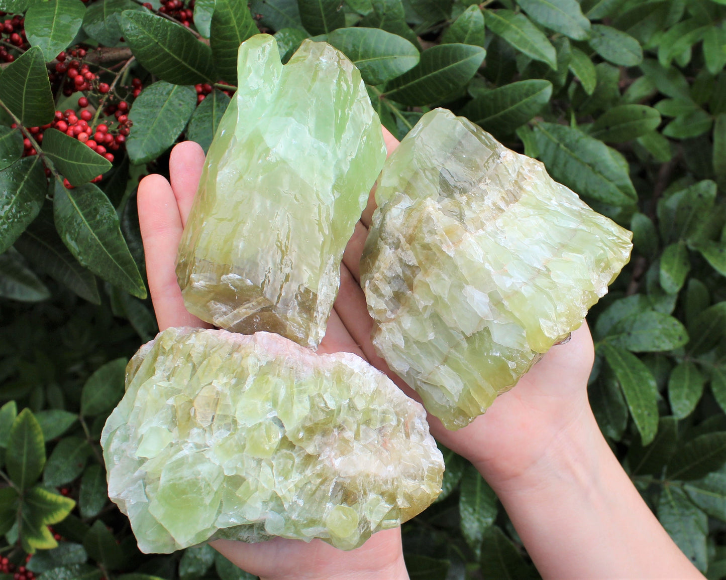 Rough Calcite Natural Crystals With Slides
