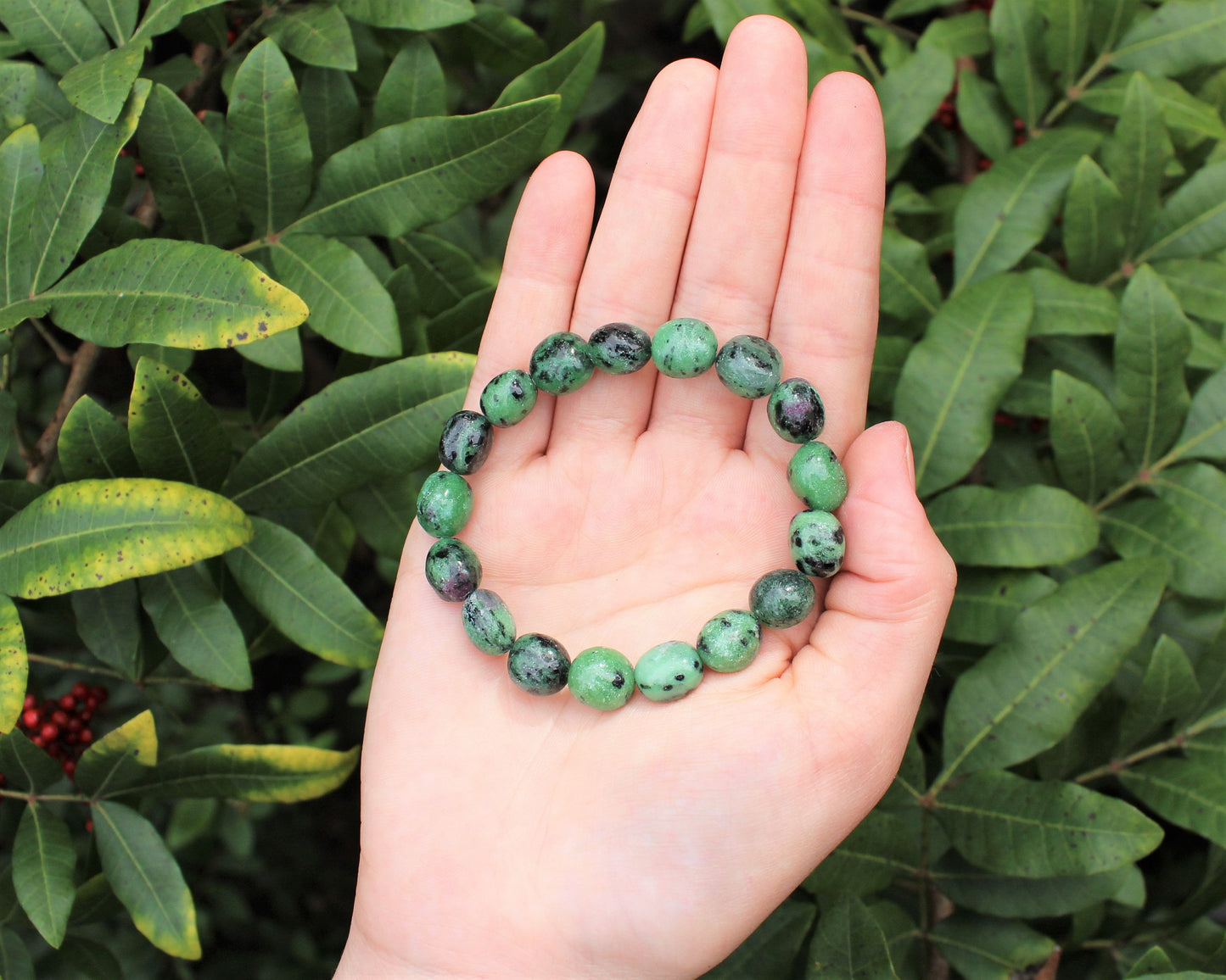 Ruby Zoisite Tumbled Gemstone Bracelet