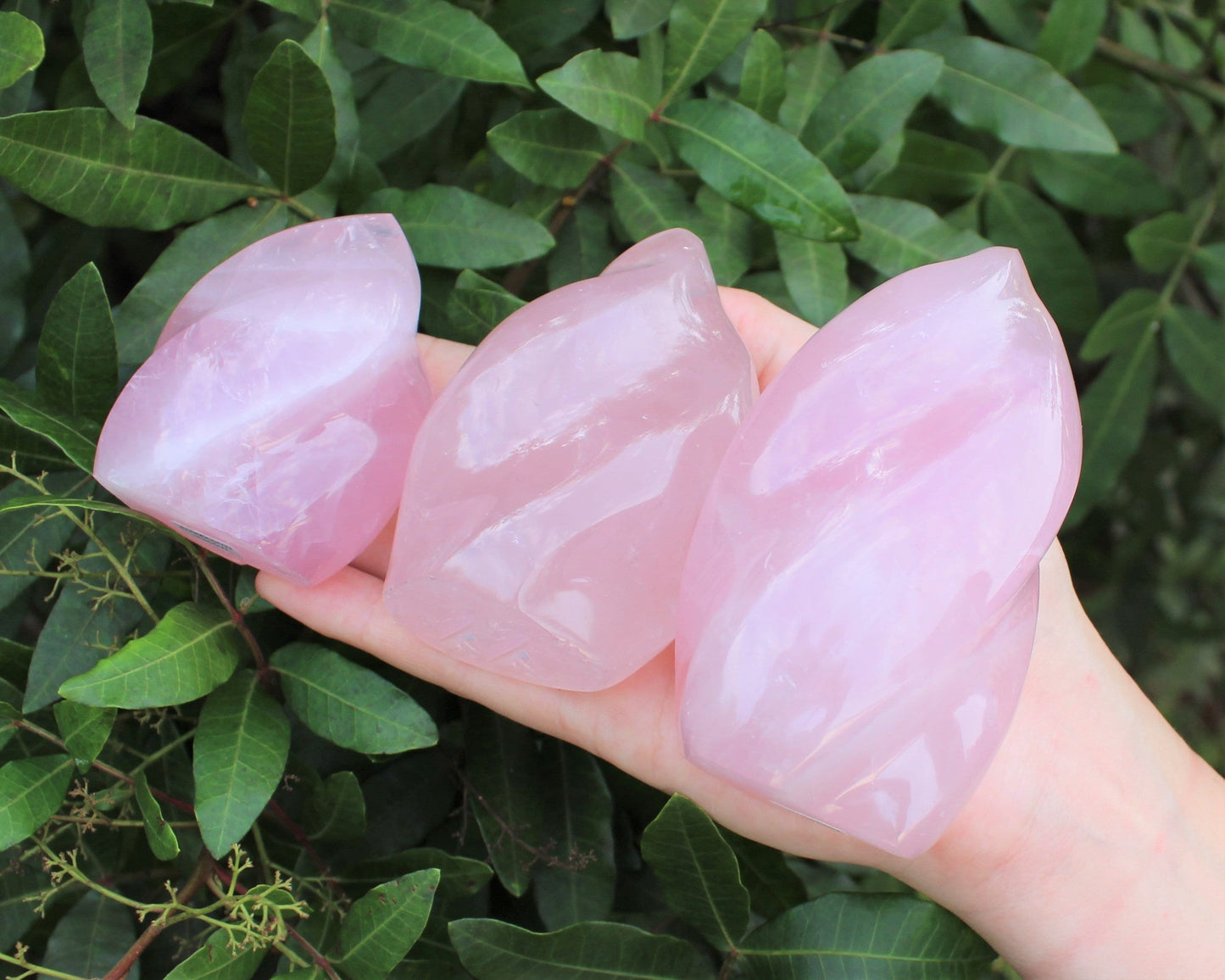 Standing Polished Rose Quartz Flame