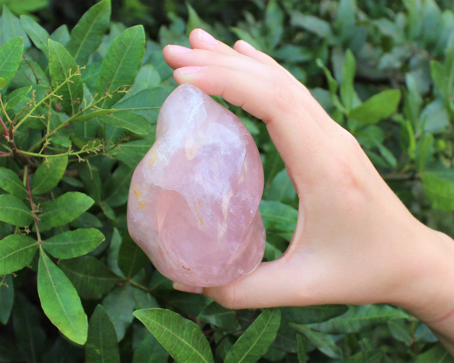 Standing Polished Rose Quartz Flame