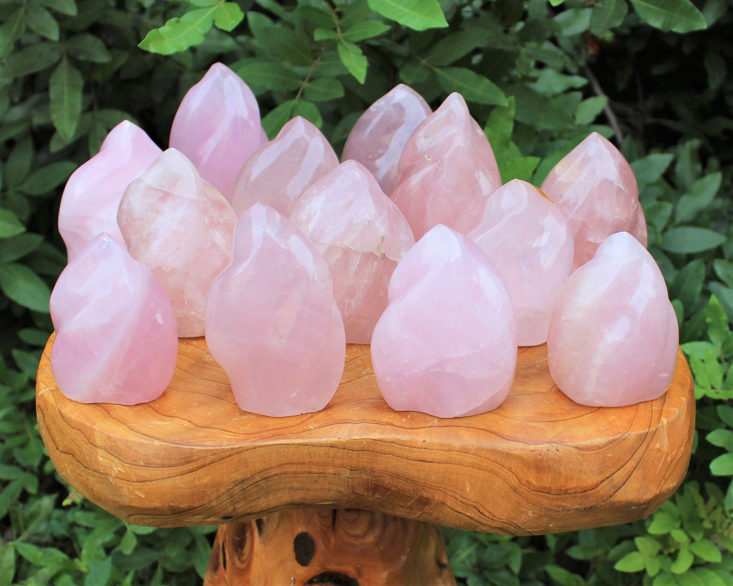 Standing Polished Rose Quartz Flame