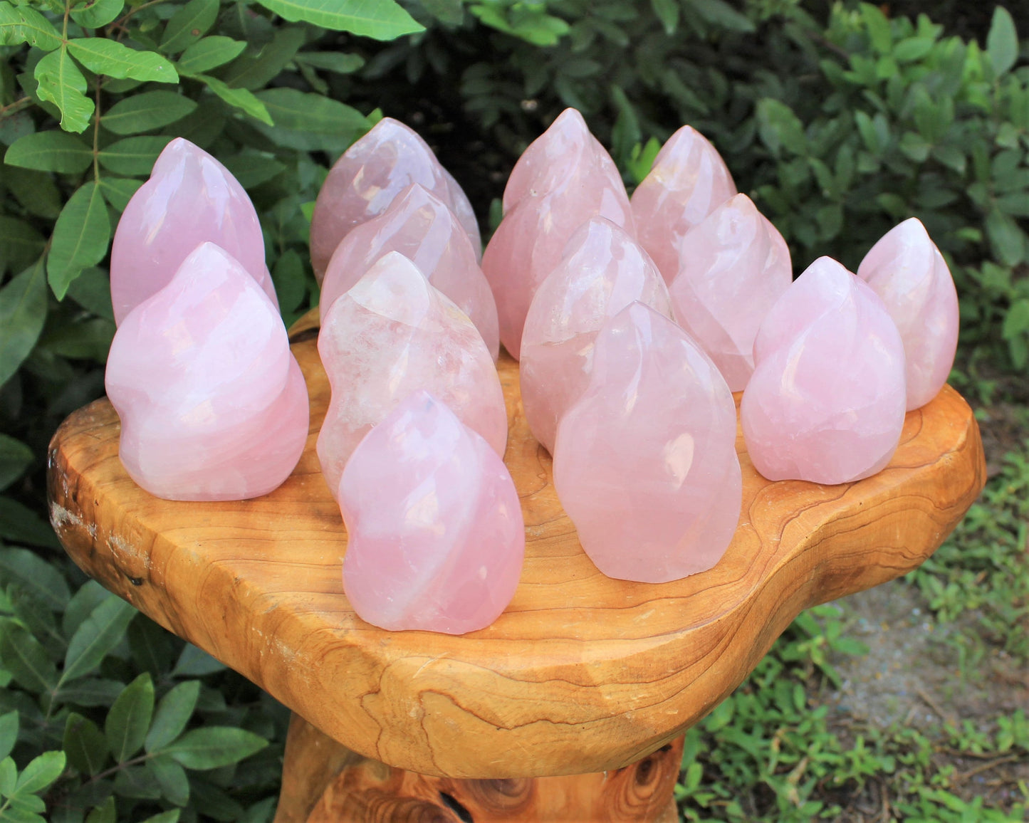 Standing Polished Rose Quartz Flame