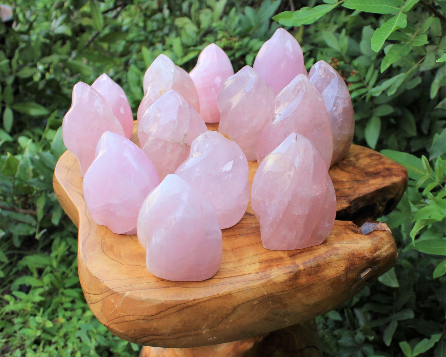 Standing Polished Rose Quartz Flame
