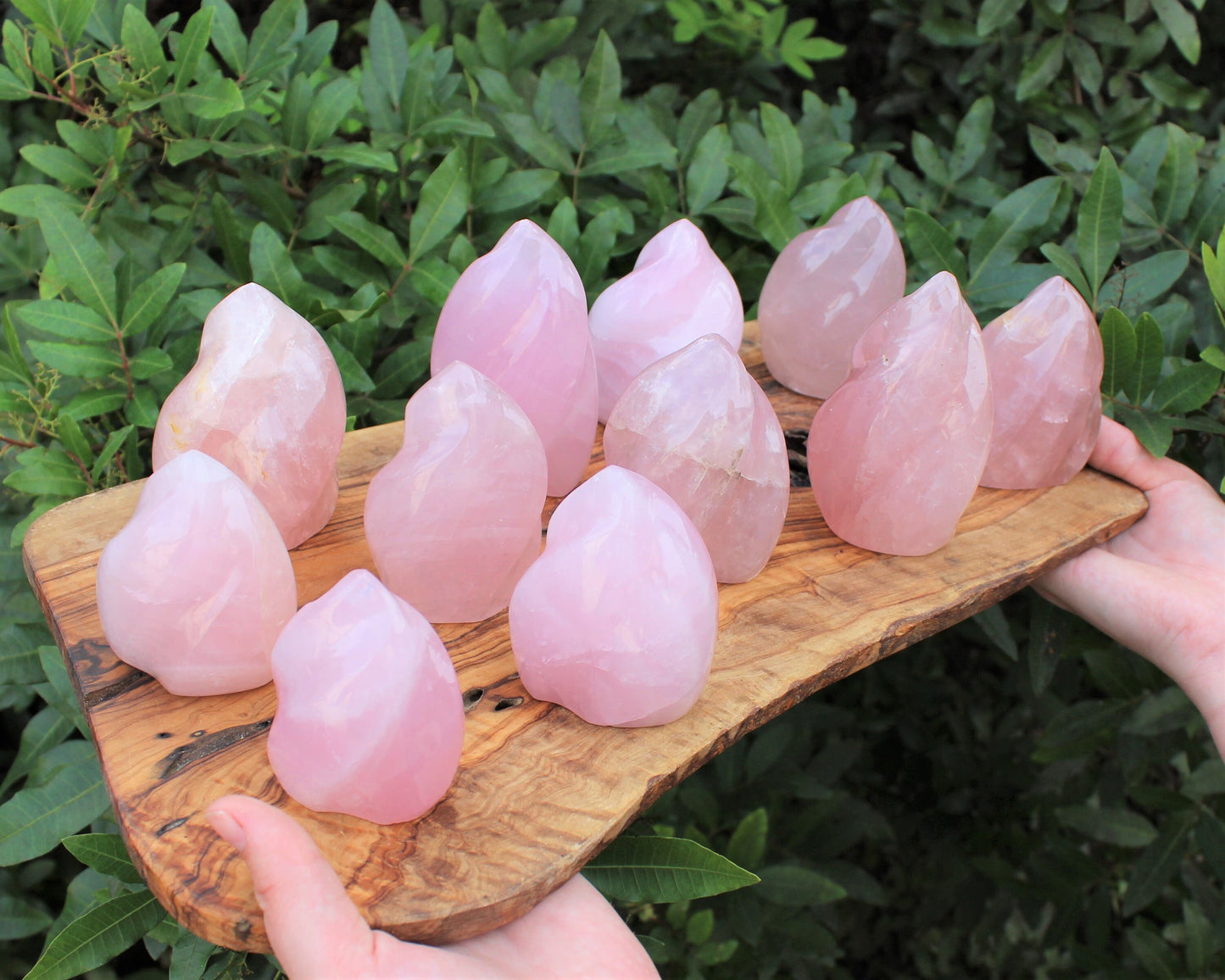 Standing Polished Rose Quartz Flame