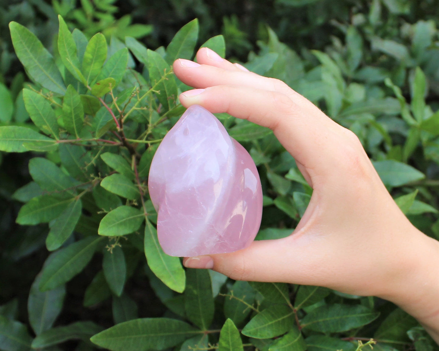 Standing Polished Rose Quartz Flame