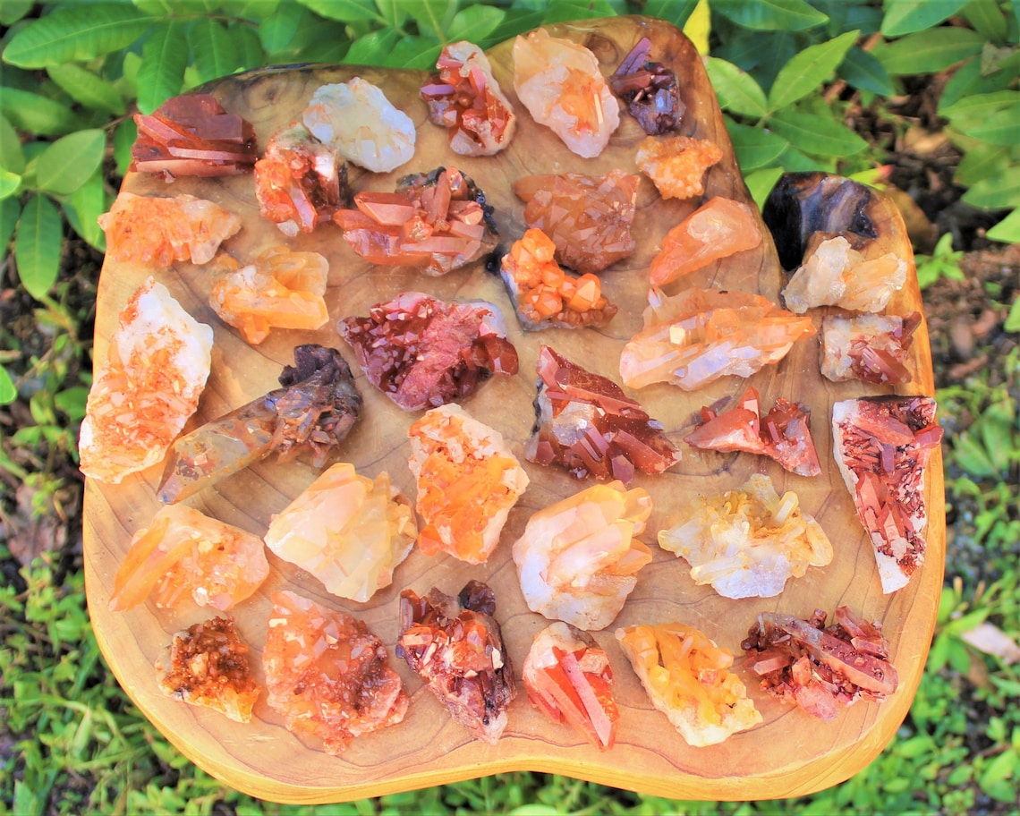Tangerine Quartz Crystal Clusters