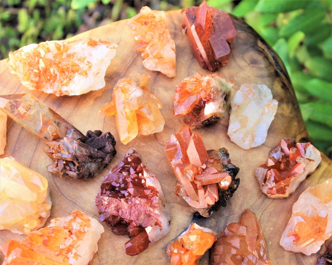 Tangerine Quartz Crystal Clusters