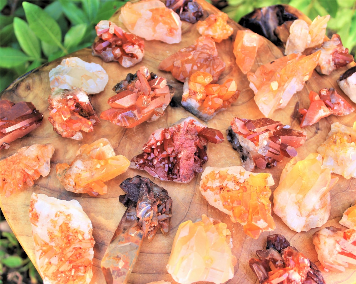 Tangerine Quartz Crystal Clusters