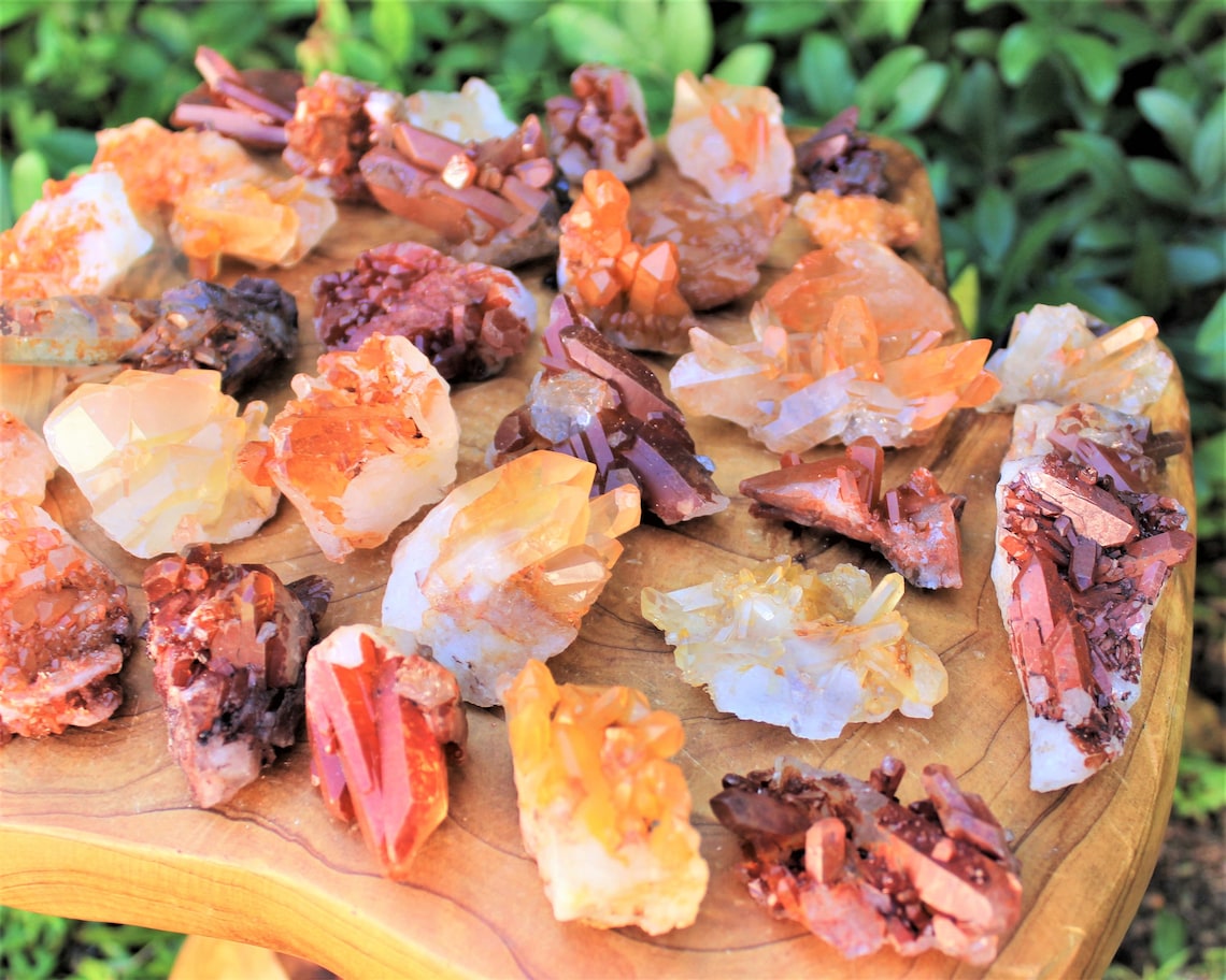 Tangerine Quartz Crystal Clusters