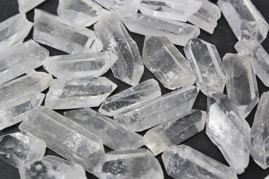 Three Pieces Clear Quartz Points Crystals