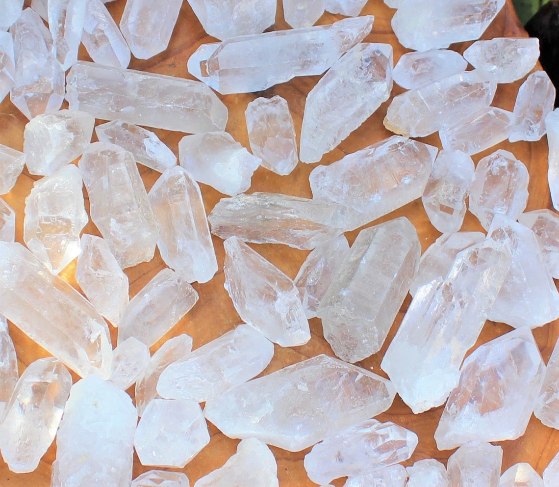 Three Pieces Clear Quartz Points Crystals