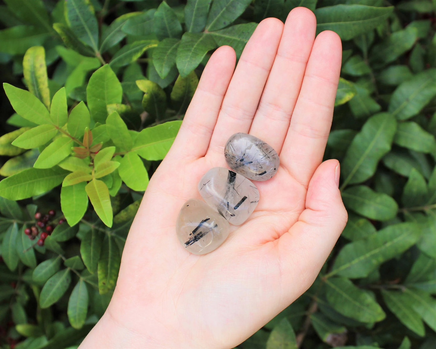 Tourmalinated Quartz Tumbled Stones