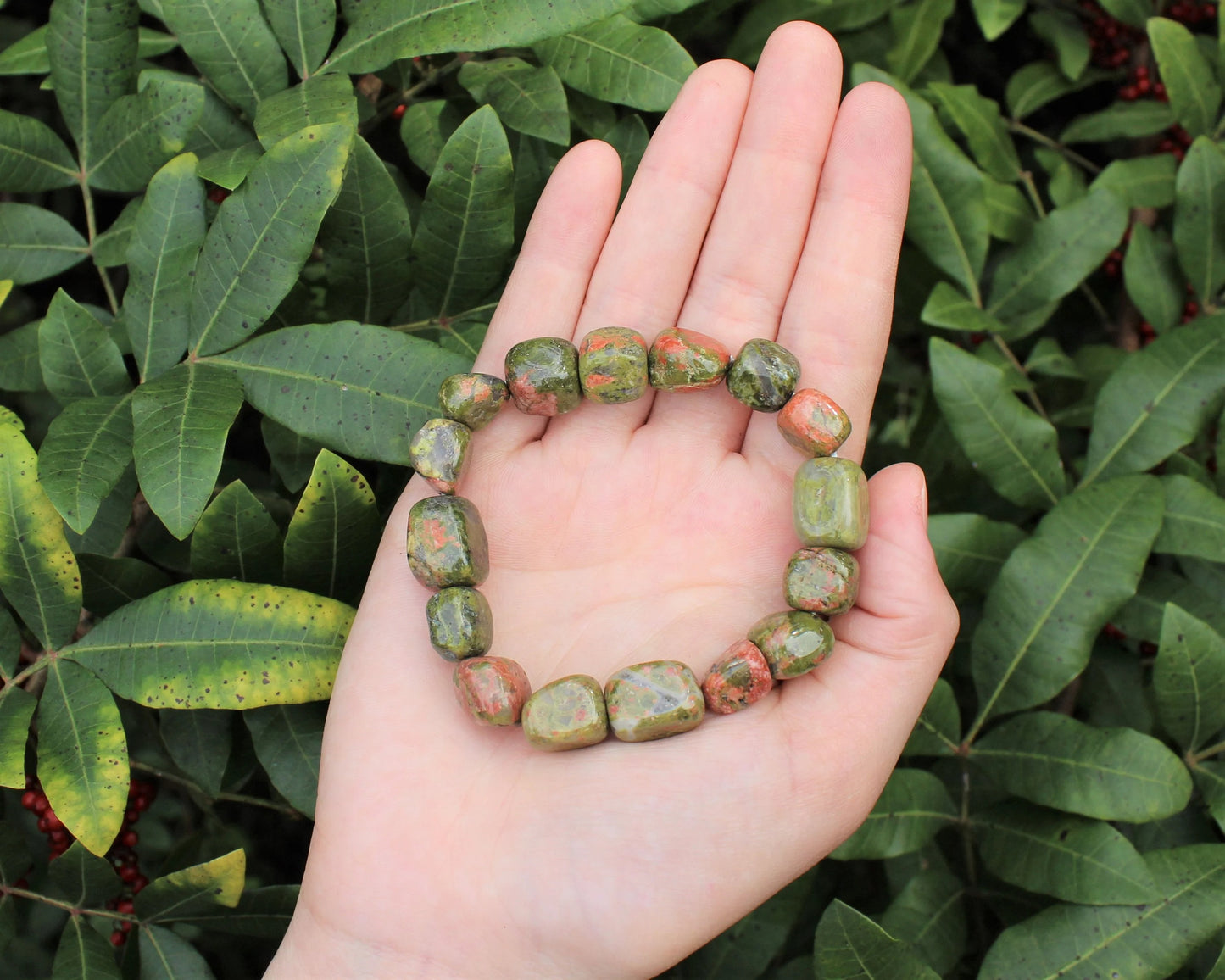 Unakite Tumbled Gemstone Bracelet