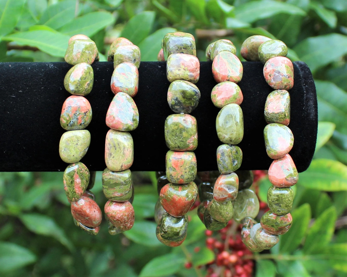 Unakite Tumbled Gemstone Bracelet