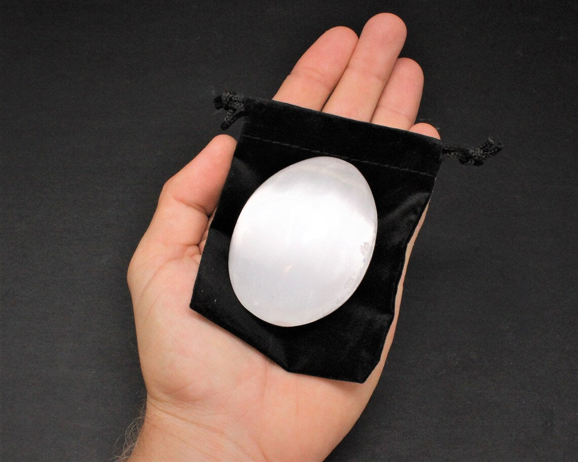 Selenite Stone With Carry Pouch