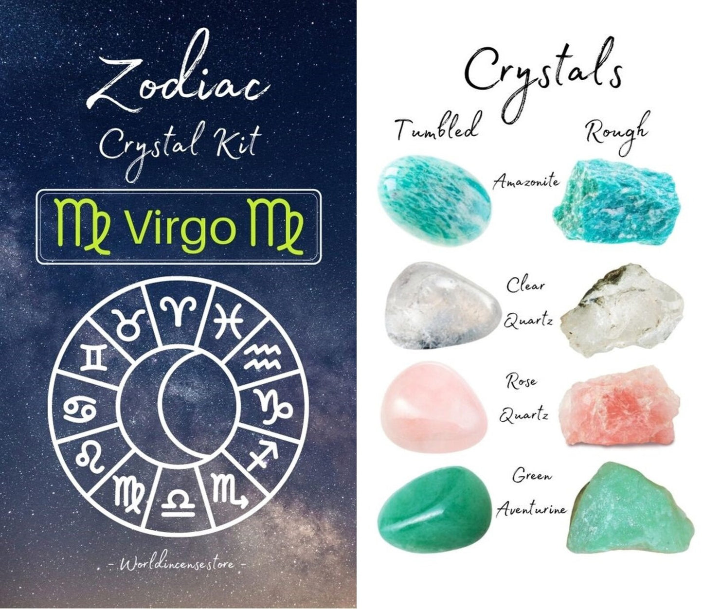 Virgo Zodiac Crystal Kit With 4 Birthstones And Pouch