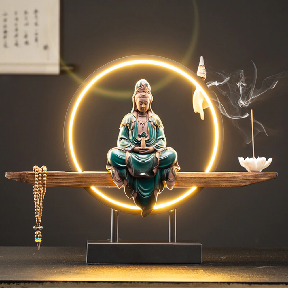 Guanyin Bodhisattva Statue Backflow Incense Burner