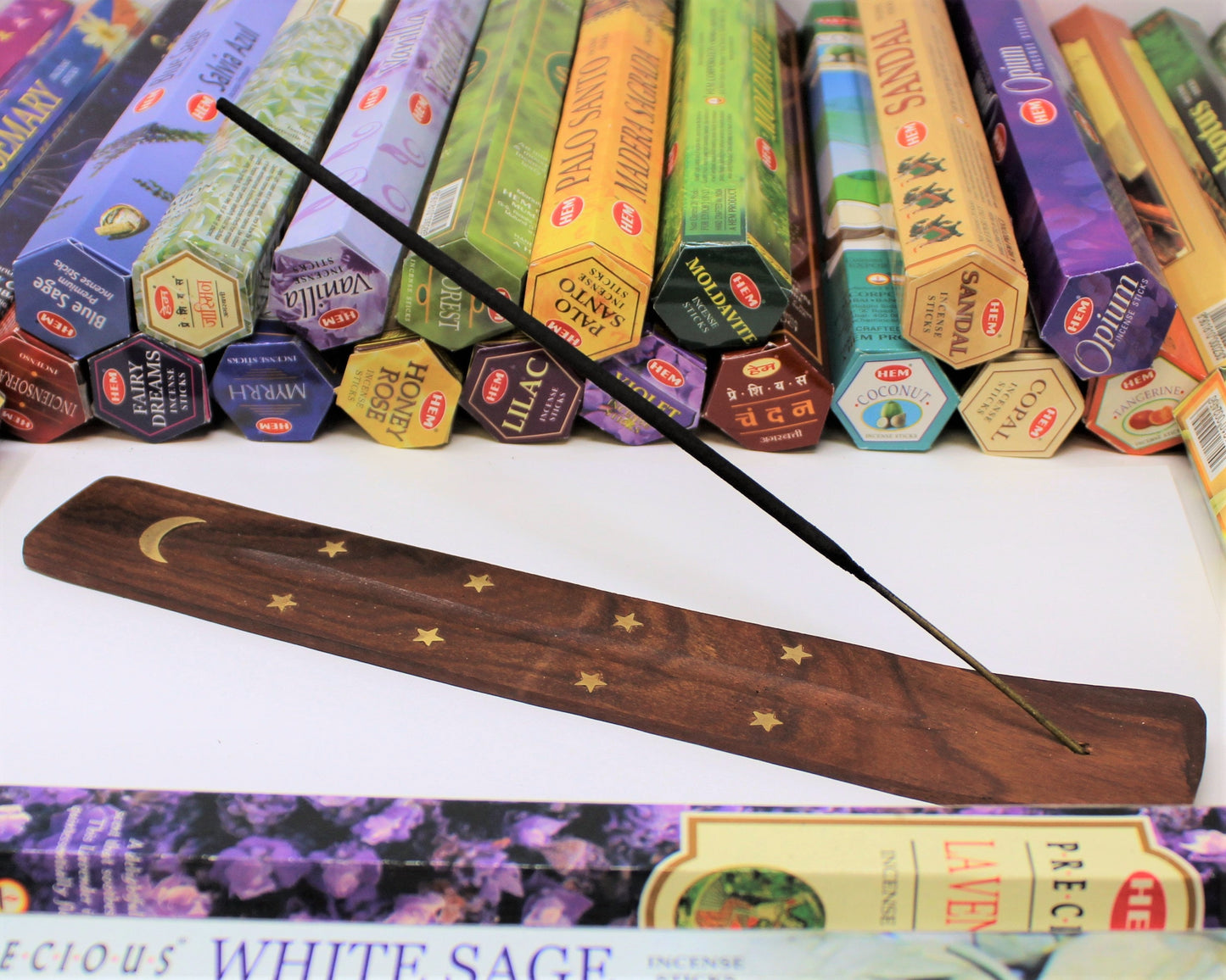 10" Carved Wooden Incense Holder For Stick Incense